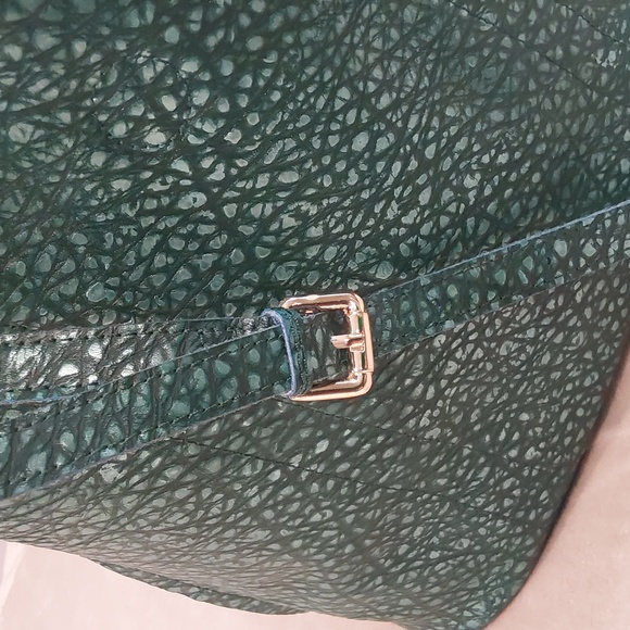 Green Textured Leather With Gold Hardware Crossbody, Sholder Hand Bag Tote - Picture 3 of 13